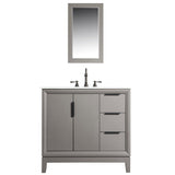 WATER CREATION Elizabeth 36-Inch Single Sink Carrara White Marble Vanity In Cashmere Grey