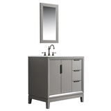 WATER CREATION Elizabeth 36-Inch Single Sink Carrara White Marble Vanity In Cashmere Grey