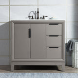 WATER CREATION Elizabeth 36-Inch Single Sink Carrara White Marble Vanity In Cashmere Grey