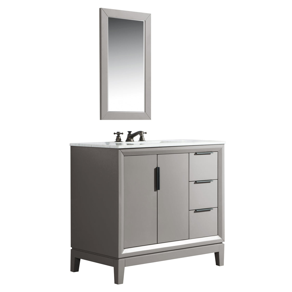 Water Creation Bathroom Vanity Vanity and Faucet 1 and Mirror WATER CREATION Elizabeth 36-Inch Single Sink Carrara White Marble Vanity In Cashmere Grey