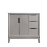 Water Creation Bathroom Vanity Vanity Only WATER CREATION Elizabeth 36-Inch Single Sink Carrara White Marble Vanity In Cashmere Grey