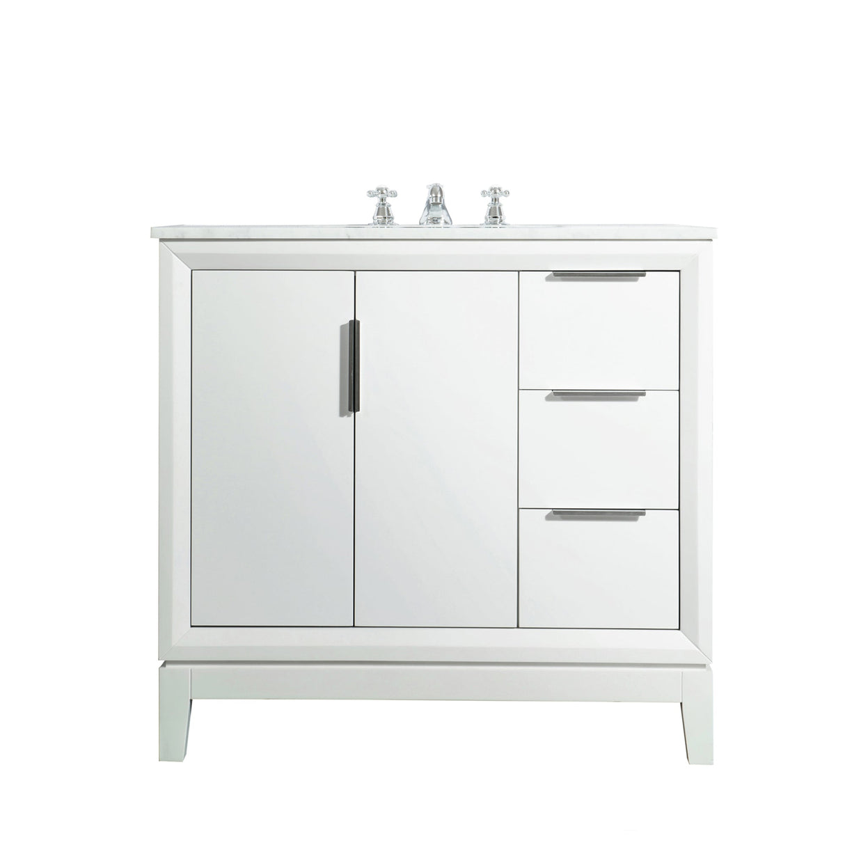 WATER CREATION Elizabeth 36-Inch Single Sink Carrara White Marble Vanity In Pure White