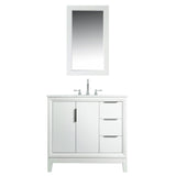 WATER CREATION Elizabeth 36-Inch Single Sink Carrara White Marble Vanity In Pure White