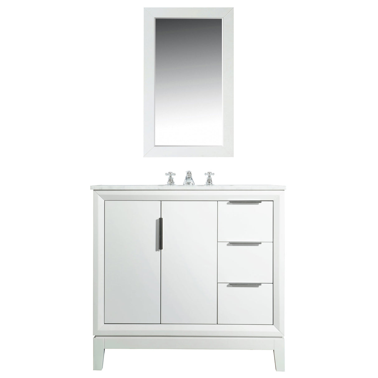 Water Creation Bathroom Vanity Vanity and Mirror WATER CREATION Elizabeth 36-Inch Single Sink Carrara White Marble Vanity In Pure White