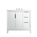 Water Creation Bathroom Vanity Vanity Only WATER CREATION Elizabeth 36-Inch Single Sink Carrara White Marble Vanity In Pure White