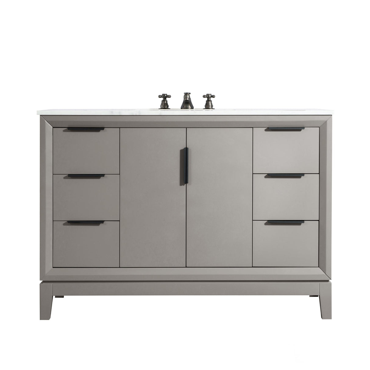 WATER CREATION Elizabeth 48-Inch Single Sink Carrara White Marble Vanity In Cashmere Grey