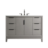 WATER CREATION Elizabeth 48-Inch Single Sink Carrara White Marble Vanity In Cashmere Grey