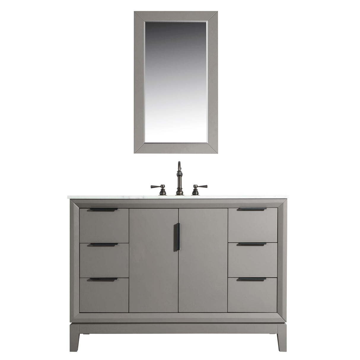 WATER CREATION Elizabeth 48-Inch Single Sink Carrara White Marble Vanity In Cashmere Grey