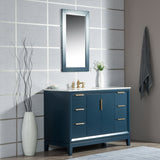 WATER CREATION Elizabeth 48-Inch Single Sink Carrara White Marble Vanity In Monarch Blue