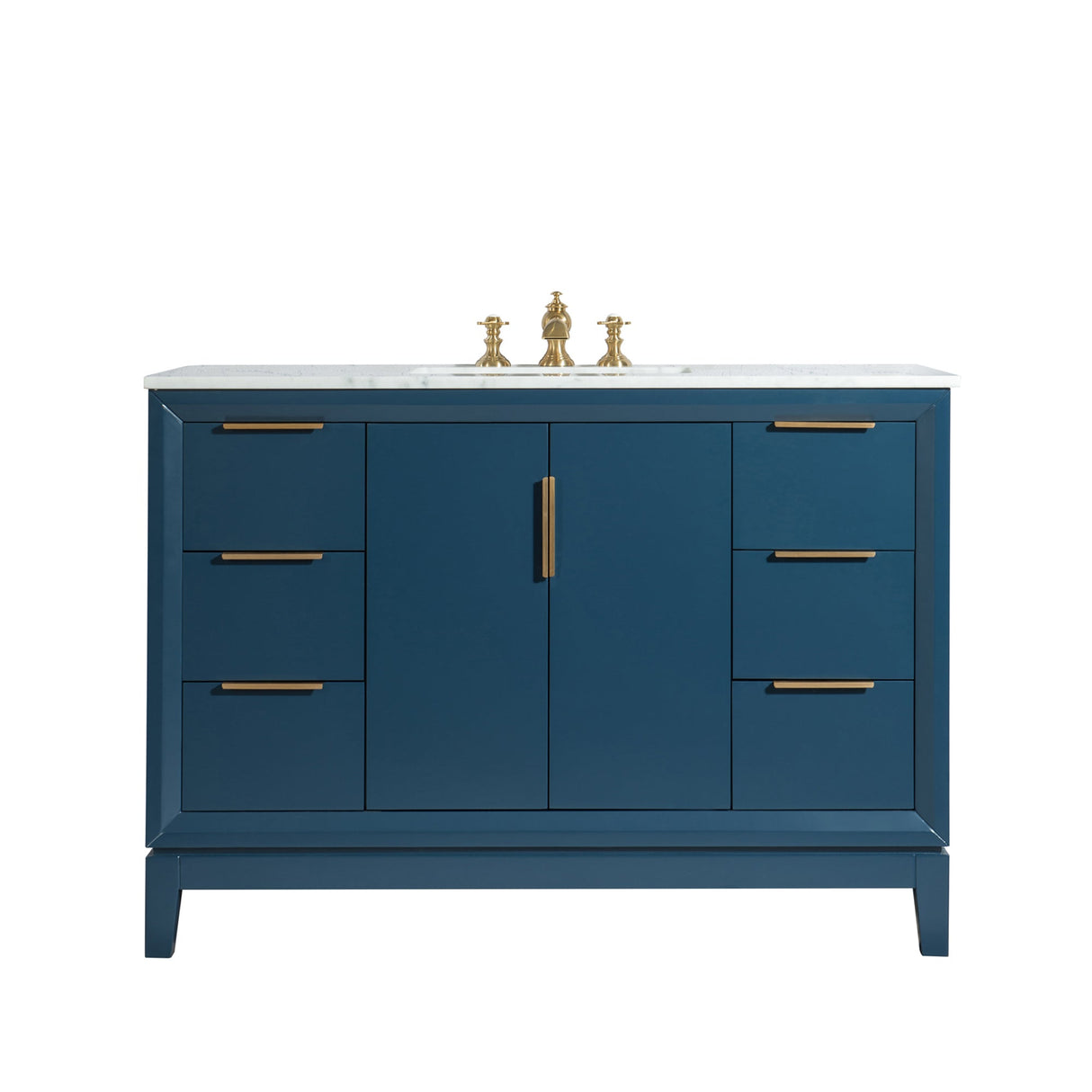 WATER CREATION Elizabeth 48-Inch Single Sink Carrara White Marble Vanity In Monarch Blue