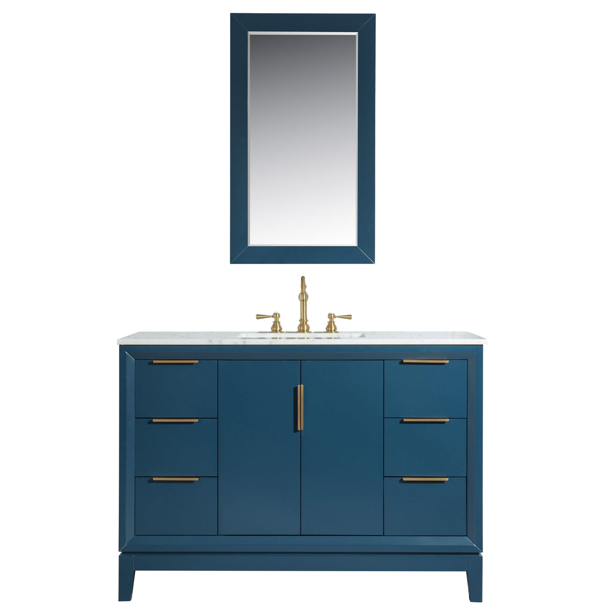 WATER CREATION Elizabeth 48-Inch Single Sink Carrara White Marble Vanity In Monarch Blue