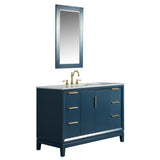 WATER CREATION Elizabeth 48-Inch Single Sink Carrara White Marble Vanity In Monarch Blue