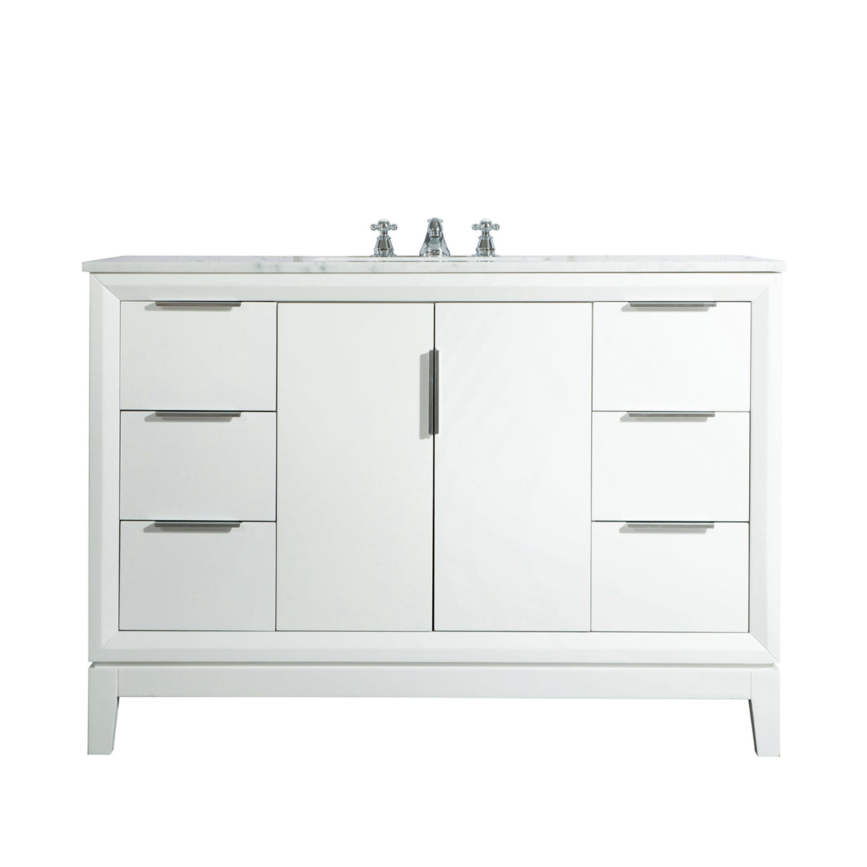 WATER CREATION Elizabeth 48-Inch Single Sink Carrara White Marble Vanity In Pure White