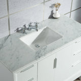 WATER CREATION Elizabeth 48-Inch Single Sink Carrara White Marble Vanity In Pure White