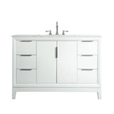 WATER CREATION Elizabeth 48-Inch Single Sink Carrara White Marble Vanity In Pure White