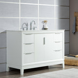 WATER CREATION Elizabeth 48-Inch Single Sink Carrara White Marble Vanity In Pure White