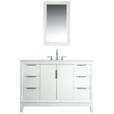 WATER CREATION Elizabeth 48-Inch Single Sink Carrara White Marble Vanity In Pure White