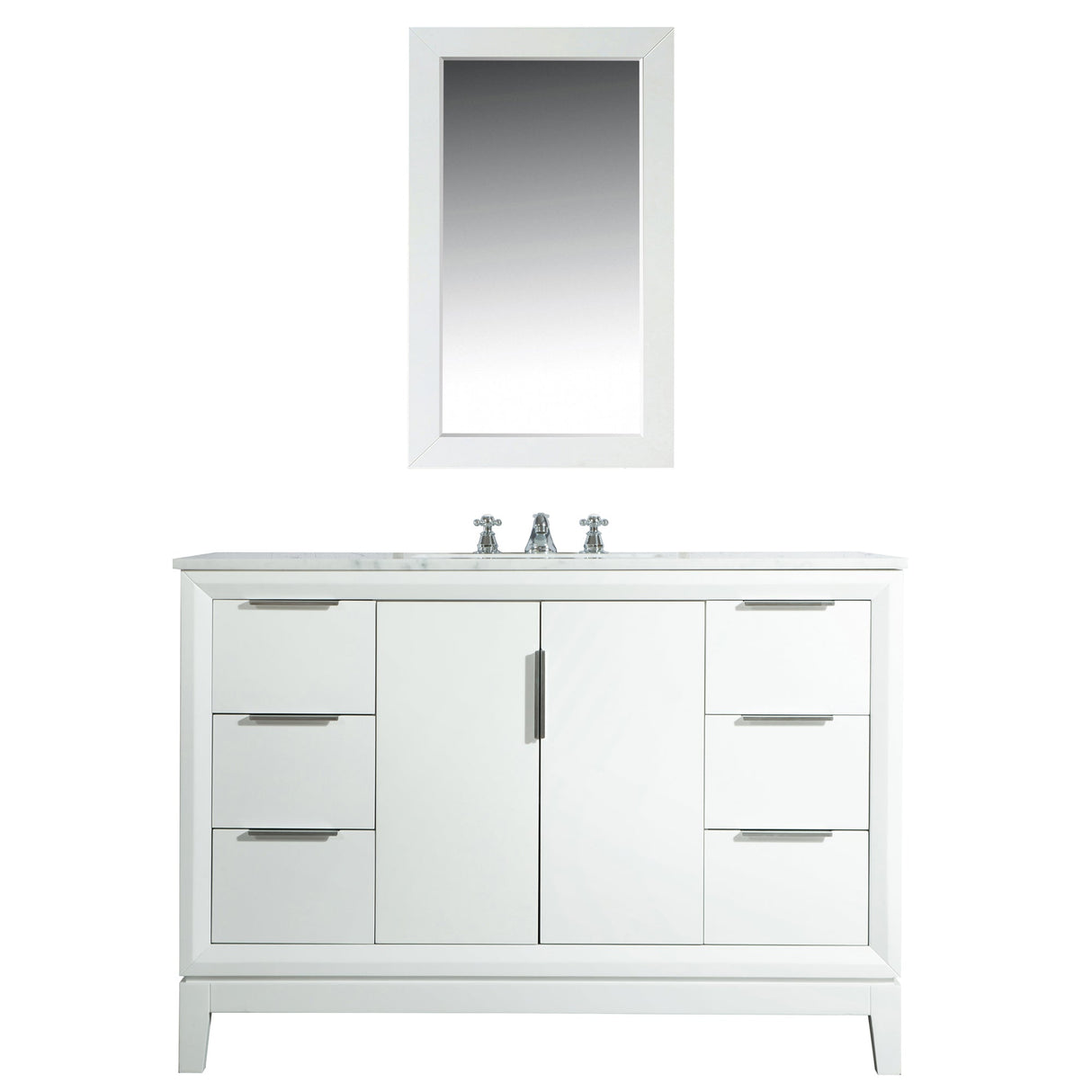 Water Creation Bathroom Vanity Vanity and Mirror WATER CREATION Elizabeth 48-Inch Single Sink Carrara White Marble Vanity In Pure White