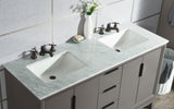 WATER CREATION Elizabeth 60-Inch Double Sink Carrara White Marble Vanity In Cashmere Grey