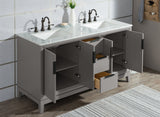 WATER CREATION Elizabeth 60-Inch Double Sink Carrara White Marble Vanity In Cashmere Grey