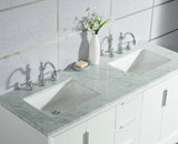 WATER CREATION Elizabeth 60-Inch Double Sink Carrara White Marble Vanity In Pure White