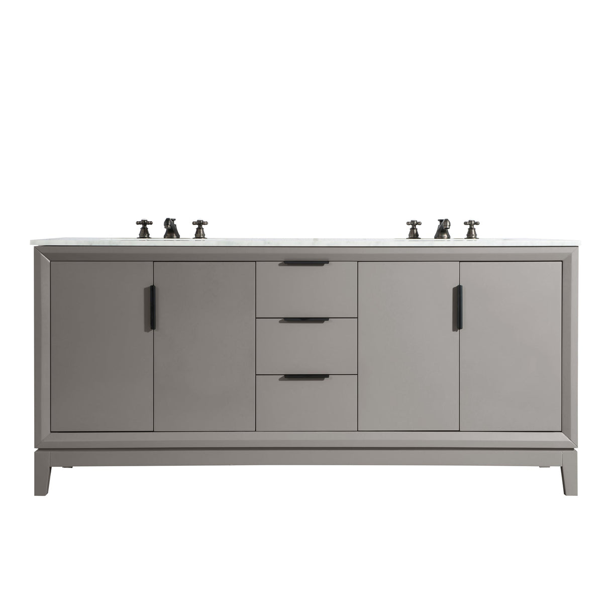 WATER CREATION Elizabeth 72-Inch Double Sink Carrara White Marble Vanity In Cashmere Grey