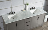 WATER CREATION Elizabeth 72-Inch Double Sink Carrara White Marble Vanity In Cashmere Grey