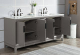 WATER CREATION Elizabeth 72-Inch Double Sink Carrara White Marble Vanity In Cashmere Grey