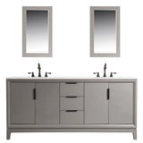 WATER CREATION Elizabeth 72-Inch Double Sink Carrara White Marble Vanity In Cashmere Grey