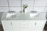 WATER CREATION Elizabeth 72-Inch Double Sink Carrara White Marble Vanity In Pure White