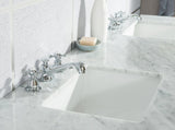 WATER CREATION Elizabeth 72-Inch Double Sink Carrara White Marble Vanity In Pure White