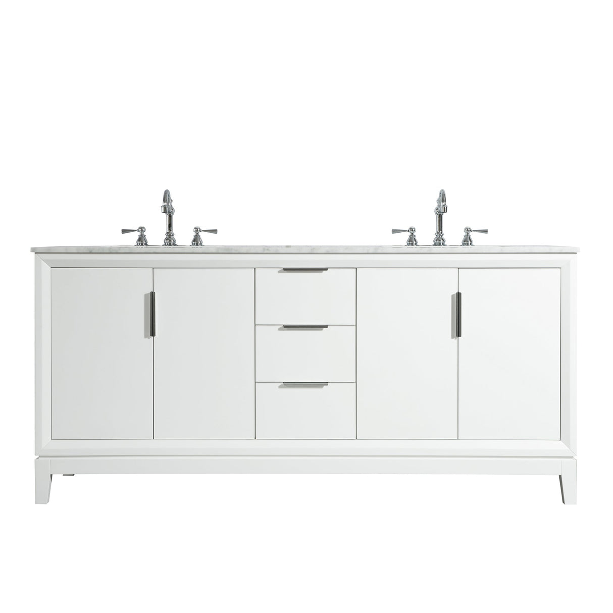 WATER CREATION Elizabeth 72-Inch Double Sink Carrara White Marble Vanity In Pure White