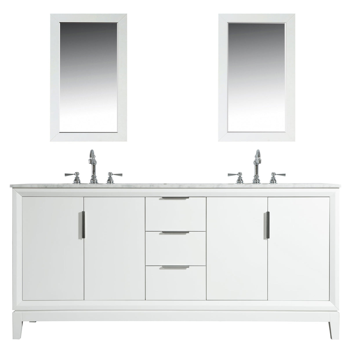 WATER CREATION Elizabeth 72-Inch Double Sink Carrara White Marble Vanity In Pure White