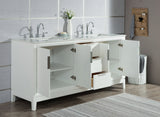 WATER CREATION Elizabeth 72-Inch Double Sink Carrara White Marble Vanity In Pure White