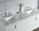 WATER CREATION Elizabeth 72-Inch Double Sink Carrara White Marble Vanity In Pure White