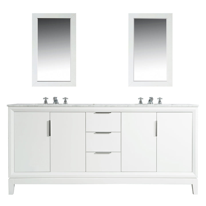 Water Creation Bathroom Vanity Vanity and Mirror WATER CREATION Elizabeth 72-Inch Double Sink Carrara White Marble Vanity In Pure White