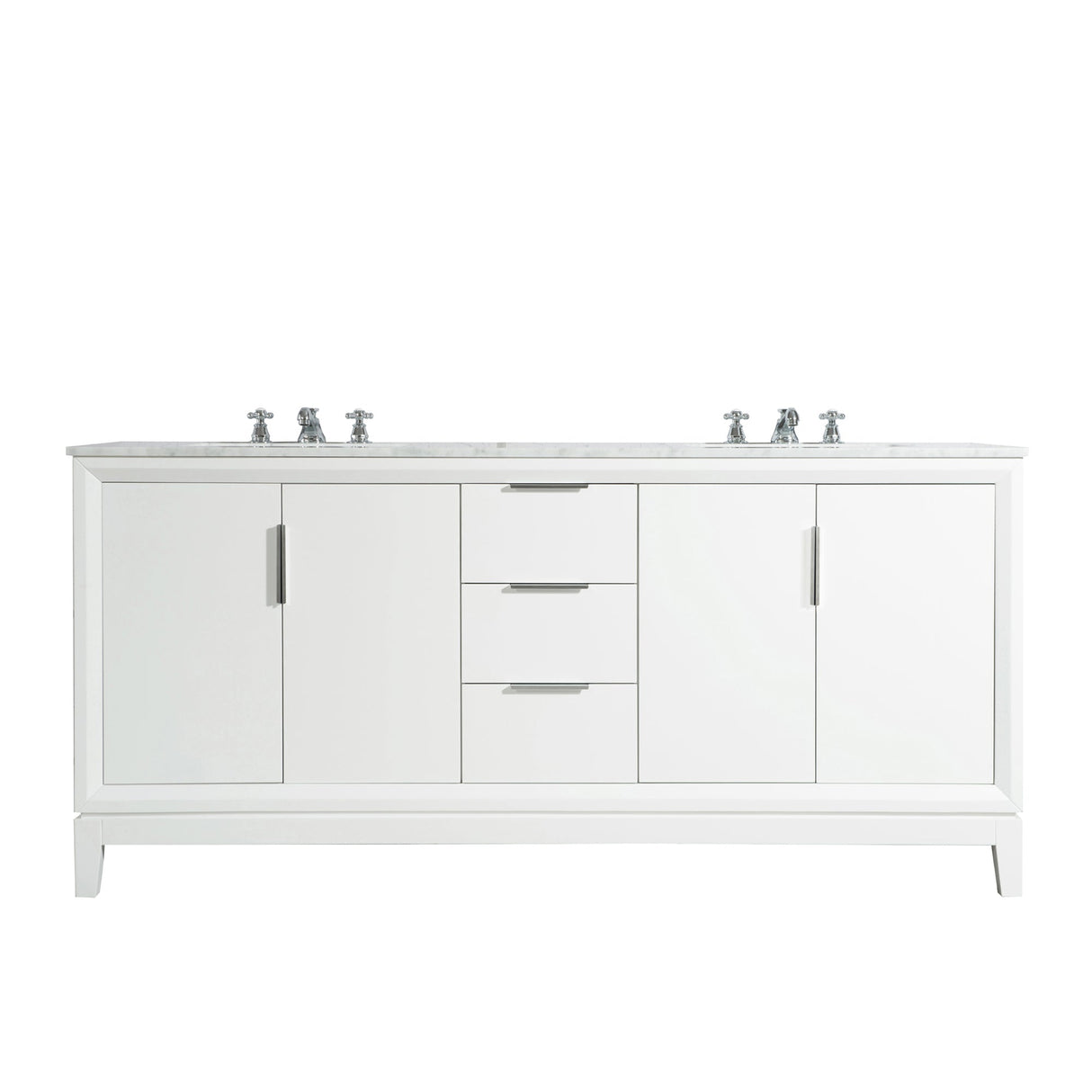 Water Creation Bathroom Vanity Vanity Only WATER CREATION Elizabeth 72-Inch Double Sink Carrara White Marble Vanity In Pure White