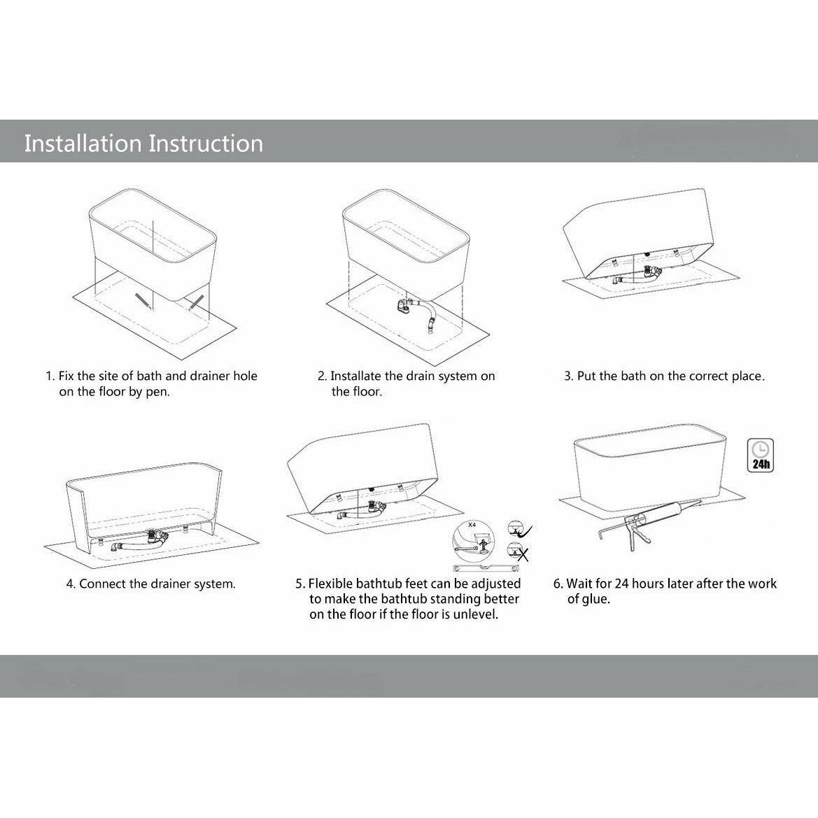 Legion White Solid Surface Soaking Tub WJ8643