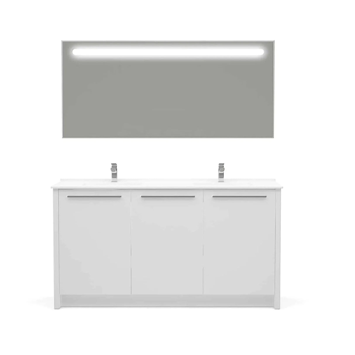 Casa Mare Benna 63" Bathroom Vanity and Double Sink Combo with LED Mirror