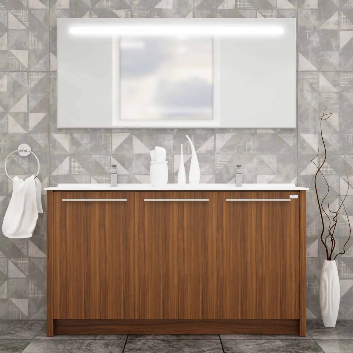 Casa Mare Benna 63" Bathroom Vanity and Double Sink Combo with LED Mirror