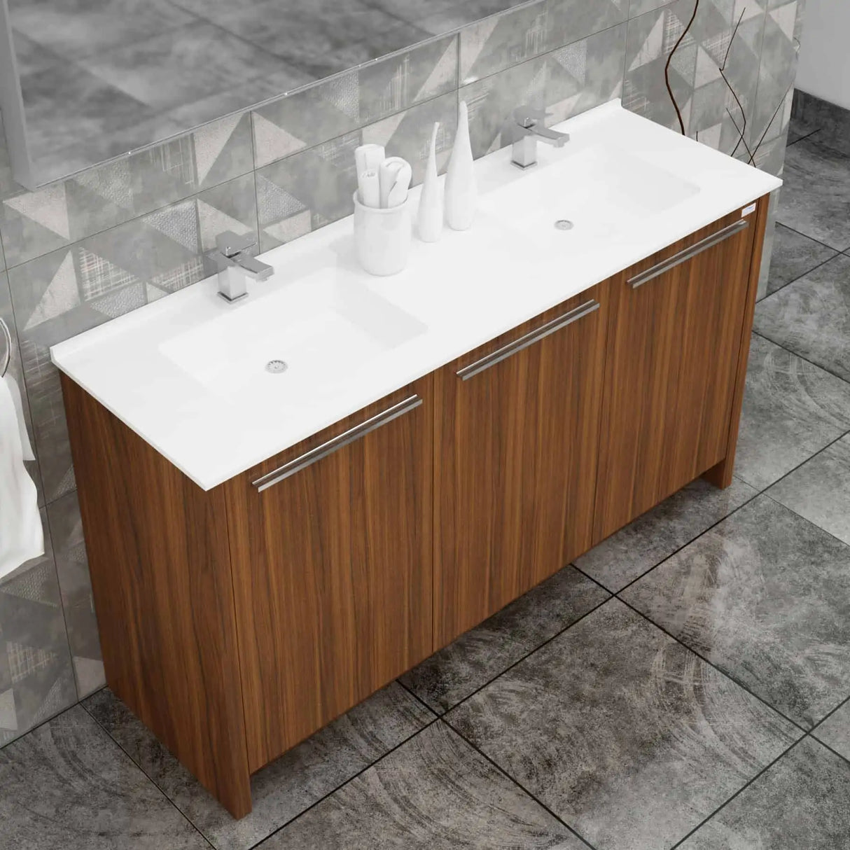 Casa Mare Benna 63" Bathroom Vanity and Double Sink Combo with LED Mirror