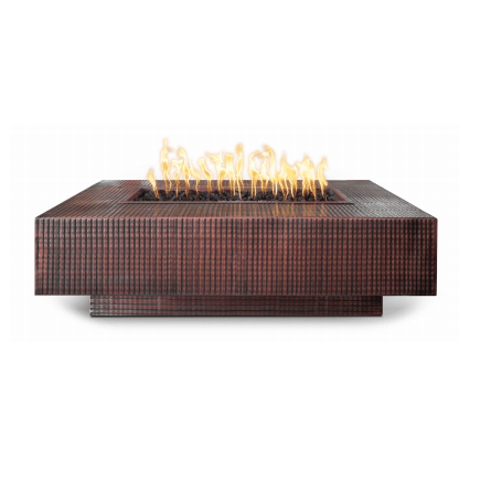 TOP Fires Cabo linear Fire Pit in Hammered Copper by The Outdoor Plus - Majestic Fountains