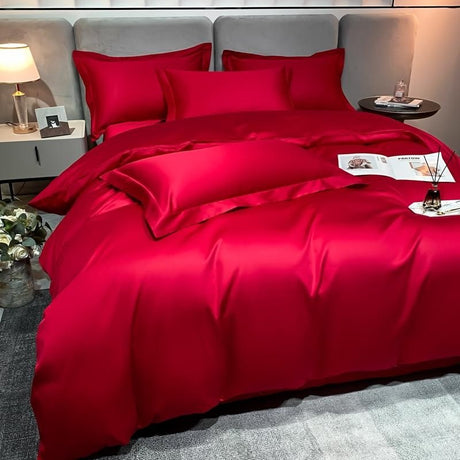 Neo Red Silky Cotton Duvet Cover Set