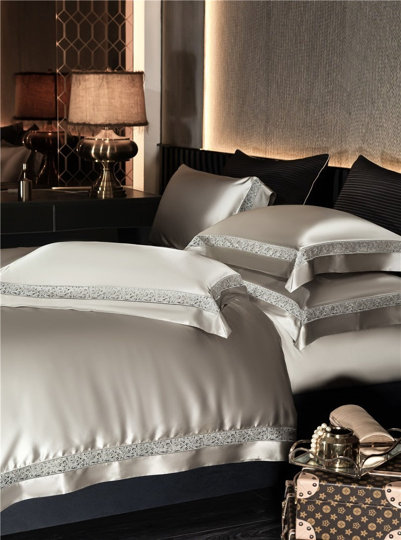 Willa Ash Modern Satin Egyptian Cotton Duvet Cover Set