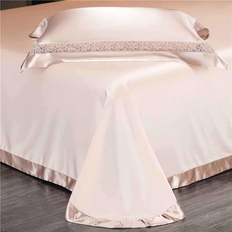 Willa Rose Gold Modern Satin Egyptian Cotton Duvet Cover Set