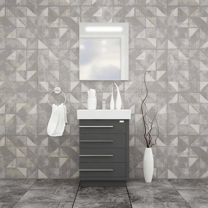 Casa Mare Domenico 24" Bathroom Vanity and Ceramic Sink Combo with LED Mirror
