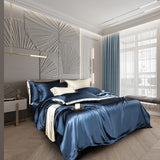 Zenith Dark Blue Luxury Pure Mulberry Silk Bedding Set