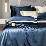 Zenith Dark Blue Luxury Pure Mulberry Silk Bedding Set