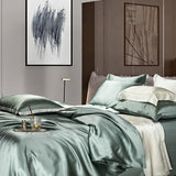 Zenith Aqua Green Luxury Pure Mulberry Silk Bedding Set