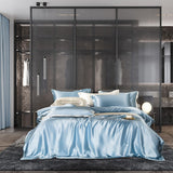 Zenith Sky Blue Luxury Pure Mulberry Silk Bedding Set